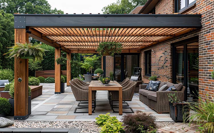 Exemple de pergolas dans le jardin.